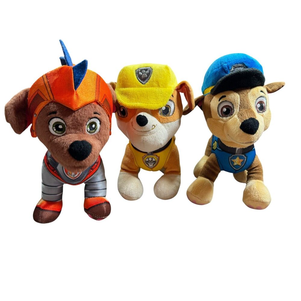 Paw Patrol Plush LOT of 3 Nickelodeon Spin Master - Chase, Rubble, Knights Zuma